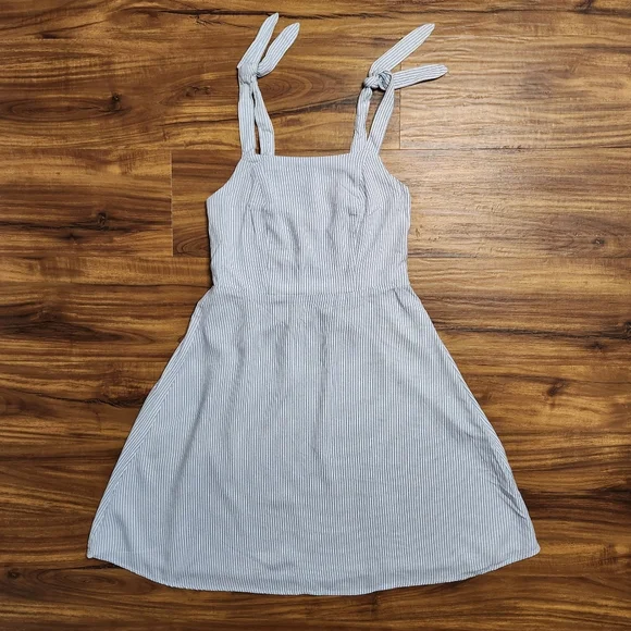 SO | Dresses | So Blue White Striped Tie Shoulder Dress Size Small |  Poshmark